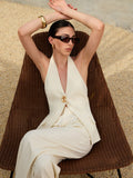 Halter Neck Buttoned Vest