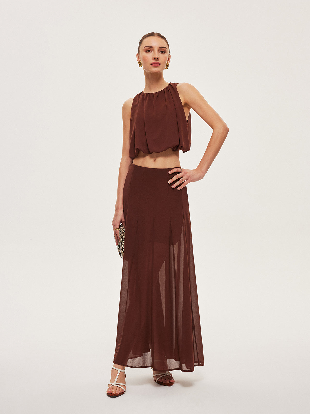 Chiffon Sleeveless Crop Top