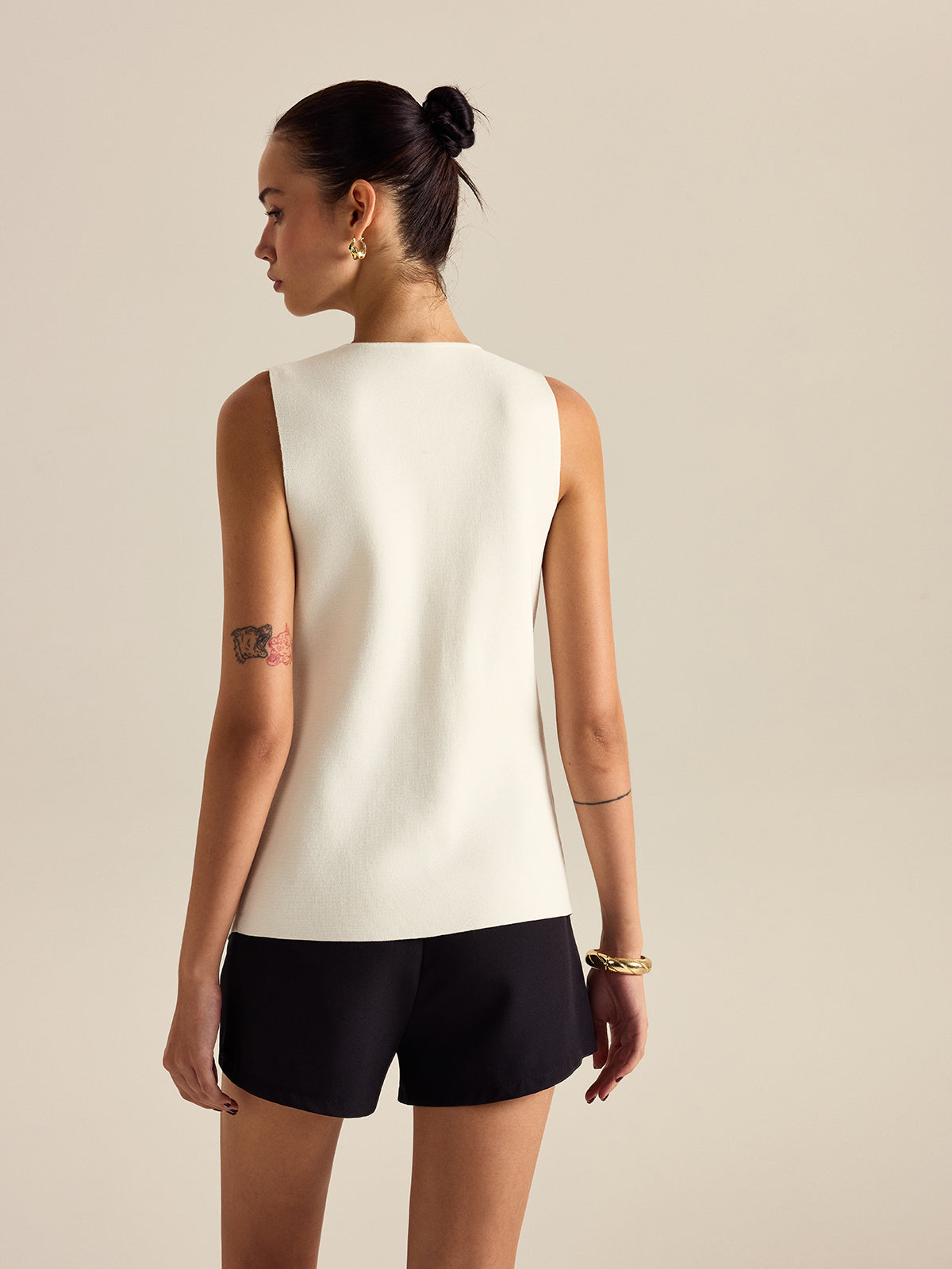 Metal Decor Sleeveless Vest