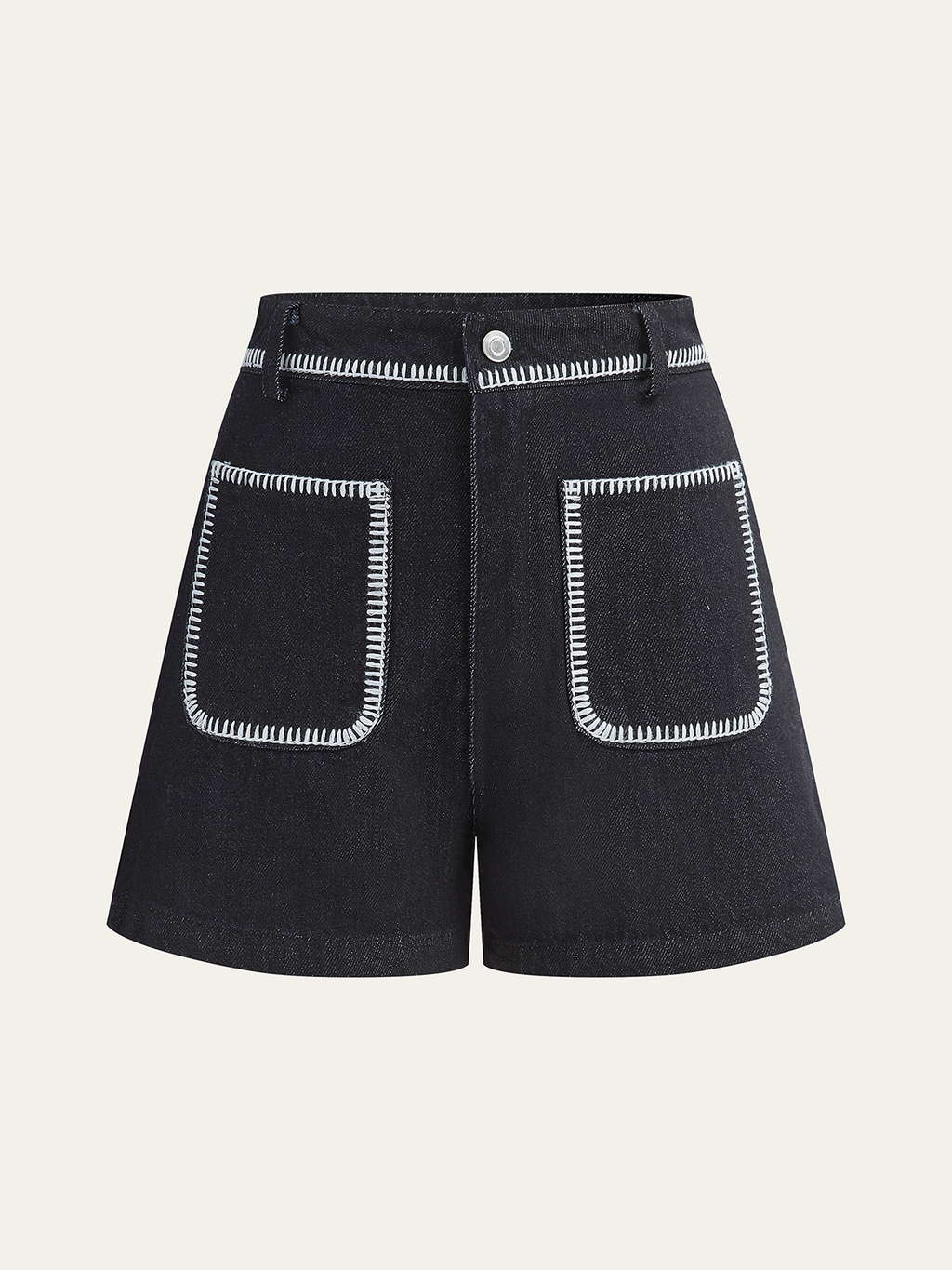 Contrast Trim Denim Shorts