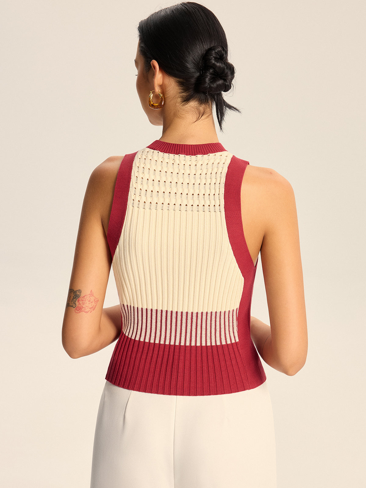 Color-Block Ribbed Knit Tank Top