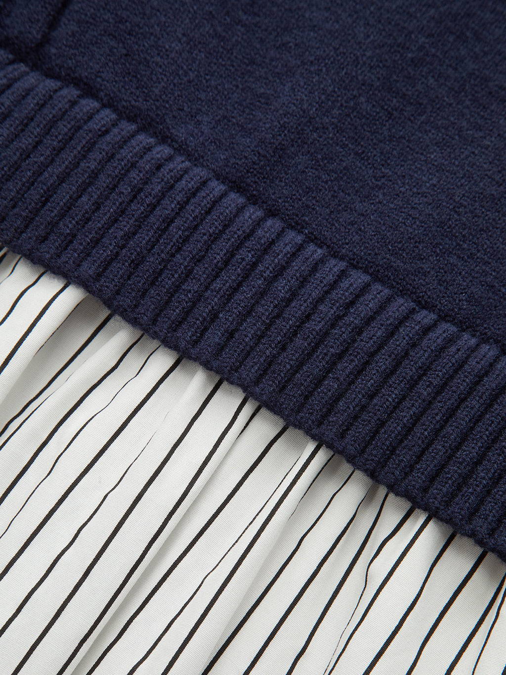 2 in 1 Cable-Knit Paneled Striped Midi Dress