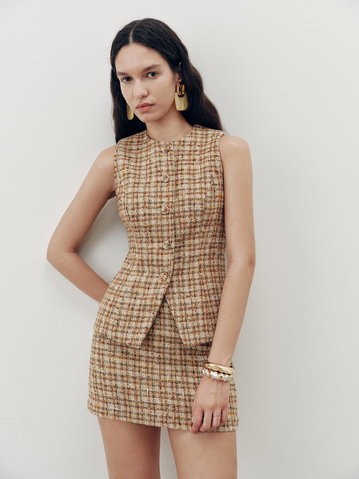 Tweed Sleeveless Vest