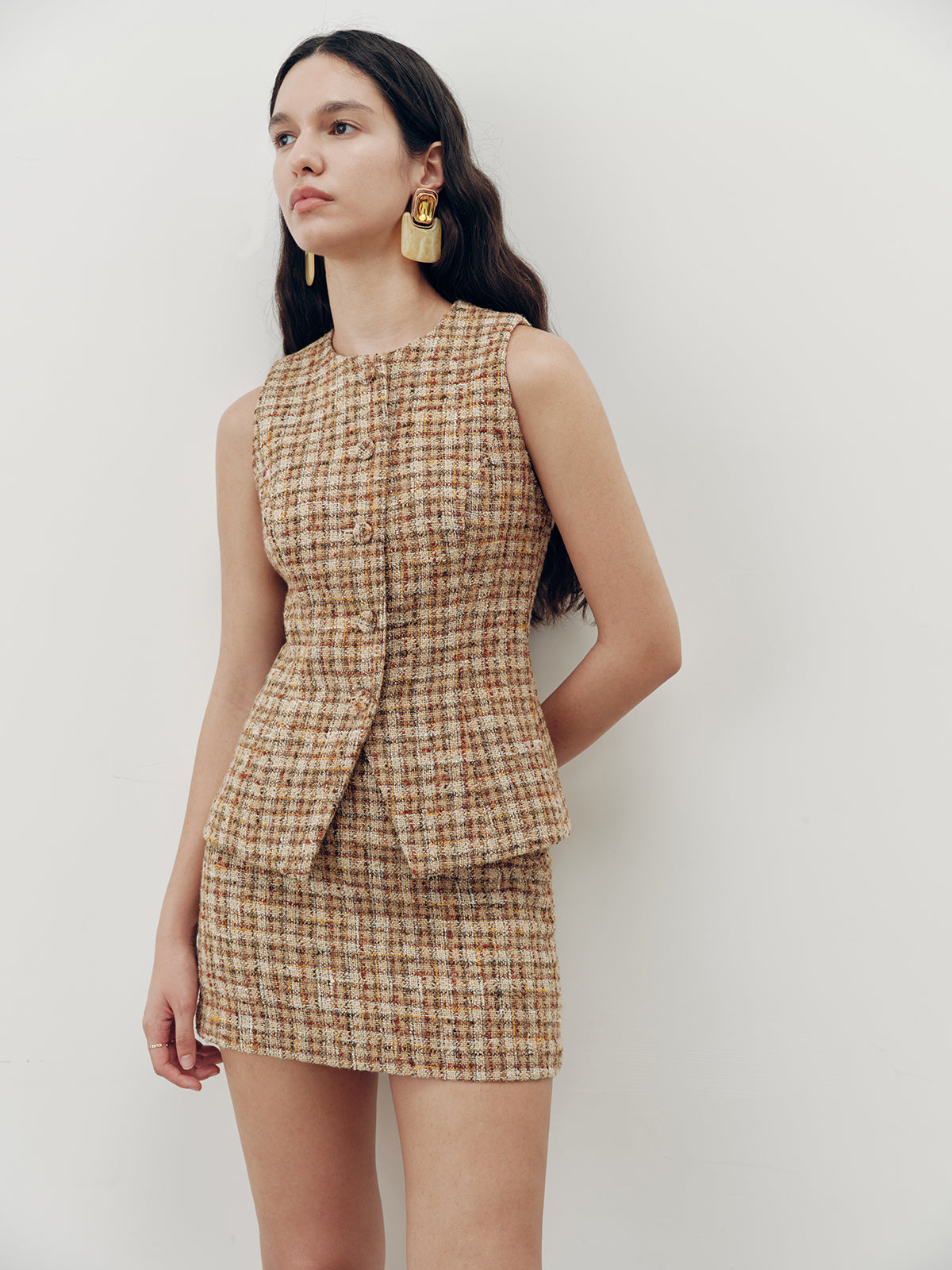 Tweed Sleeveless Vest