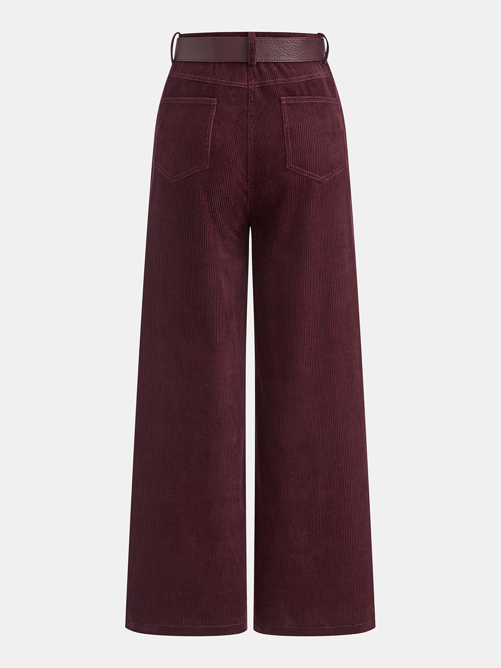 Belted Corduroy Straight-Leg Pants