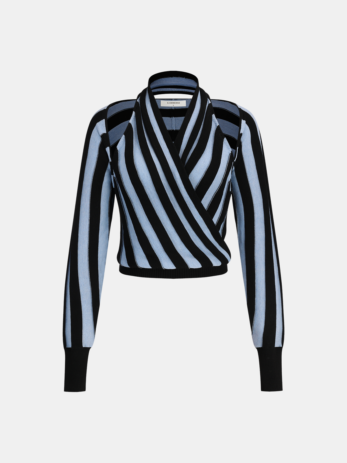 Wool Blend Halter Stripe Knit Top