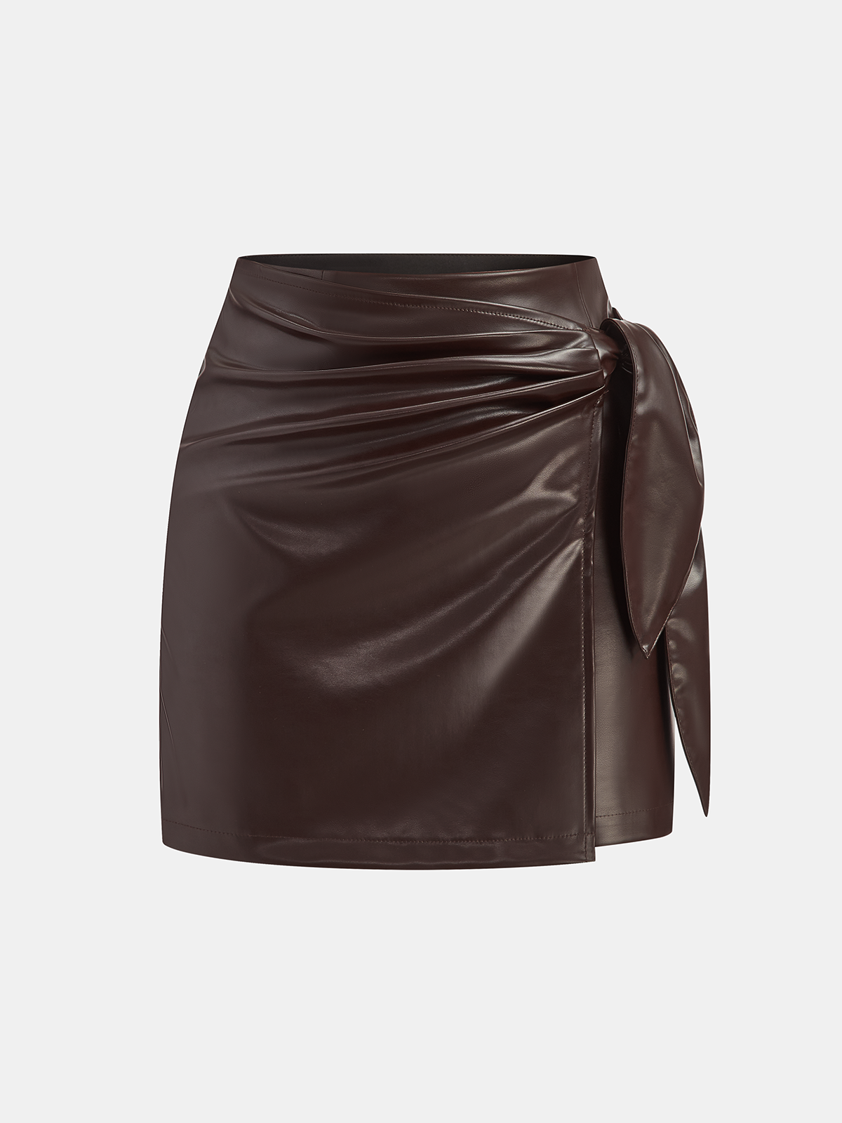 Mock Neck Top with Faux Leather Skirt Set
