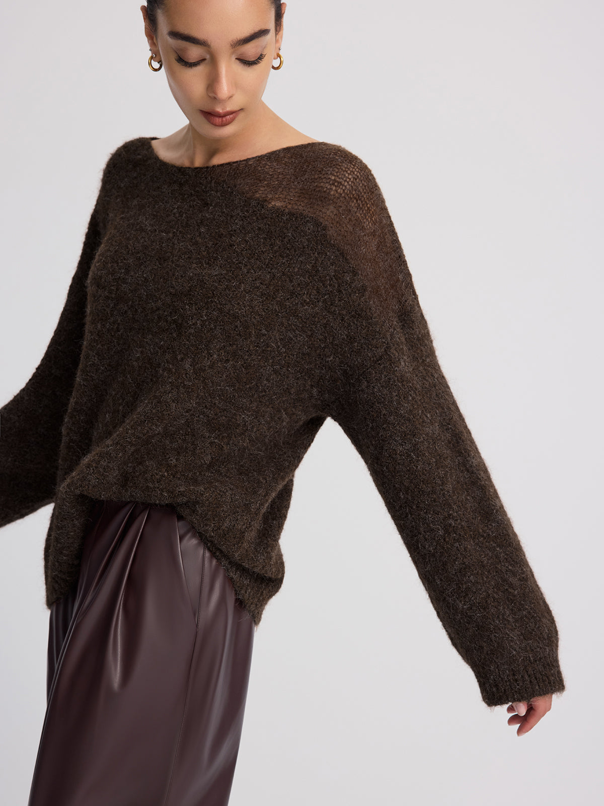Sheer Paneled Mohair Knit Sweater