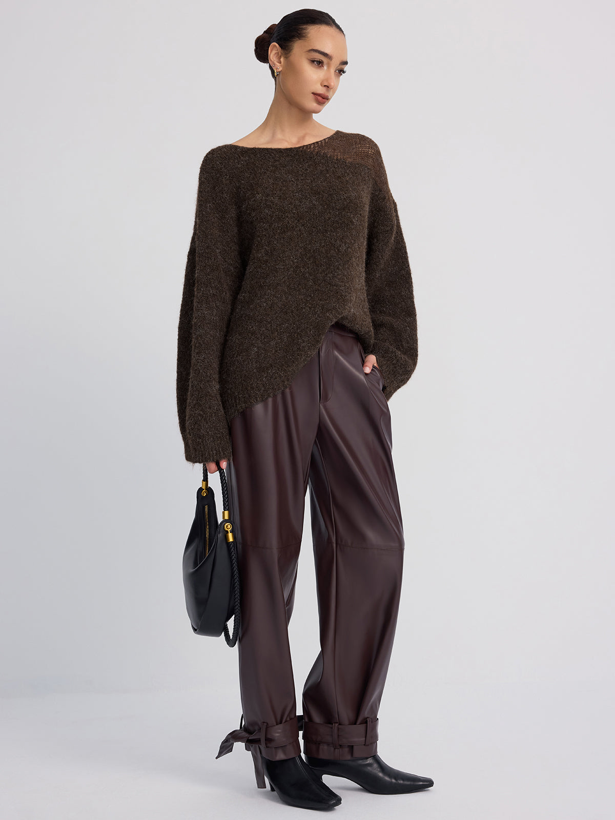 Sheer Paneled Mohair Knit Sweater
