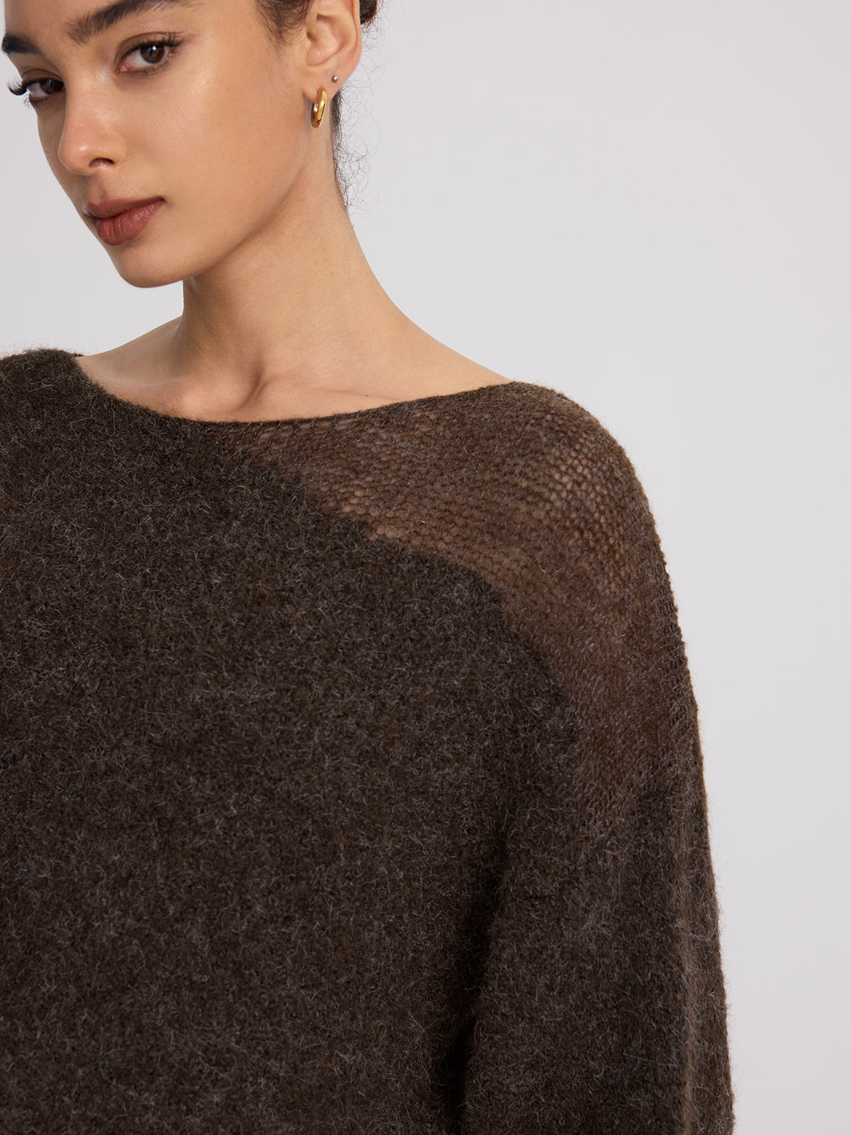 Sheer Paneled Mohair Knit Sweater