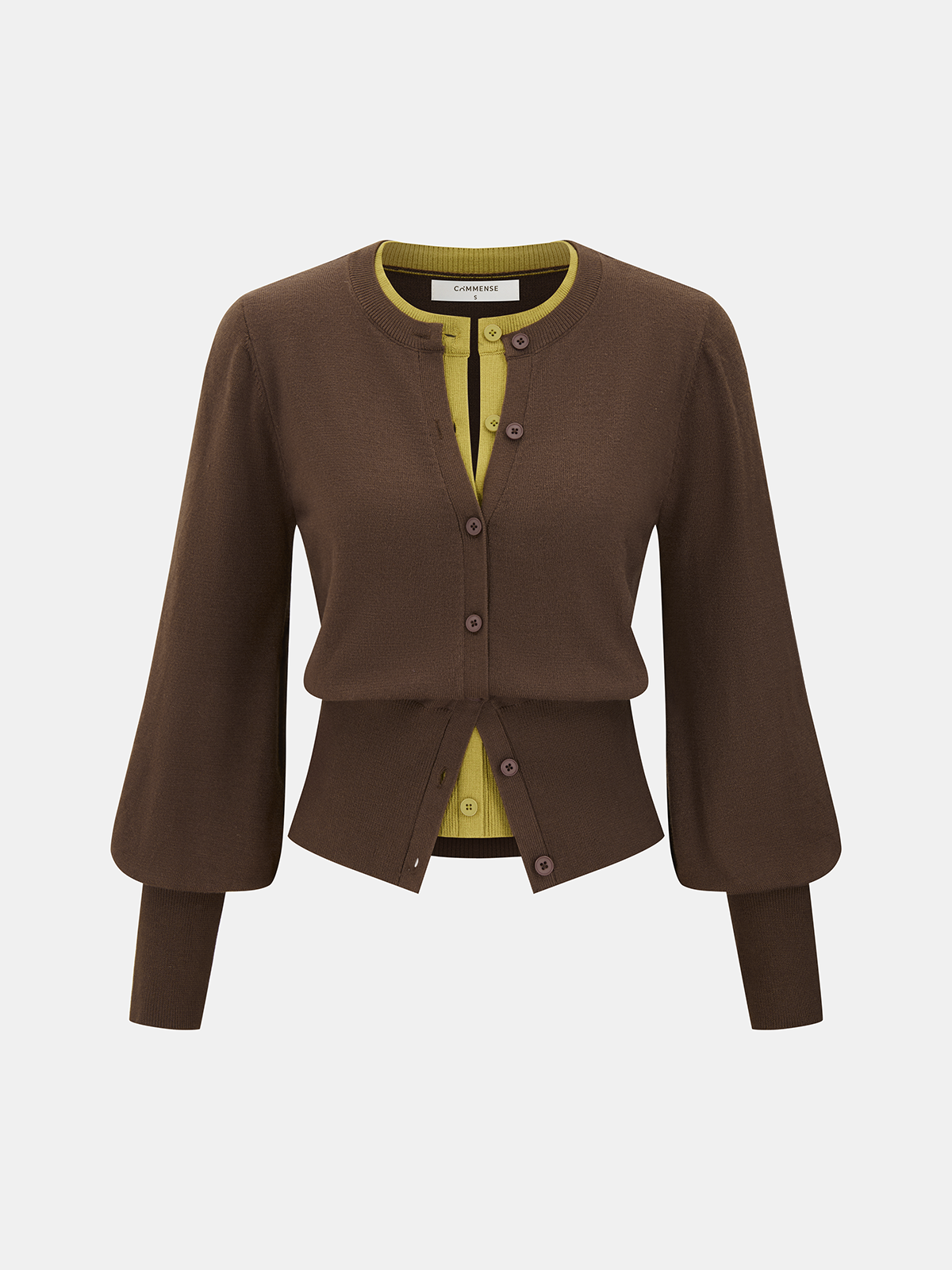 2 in 1 Layered Puff-Sleeve Cardigan