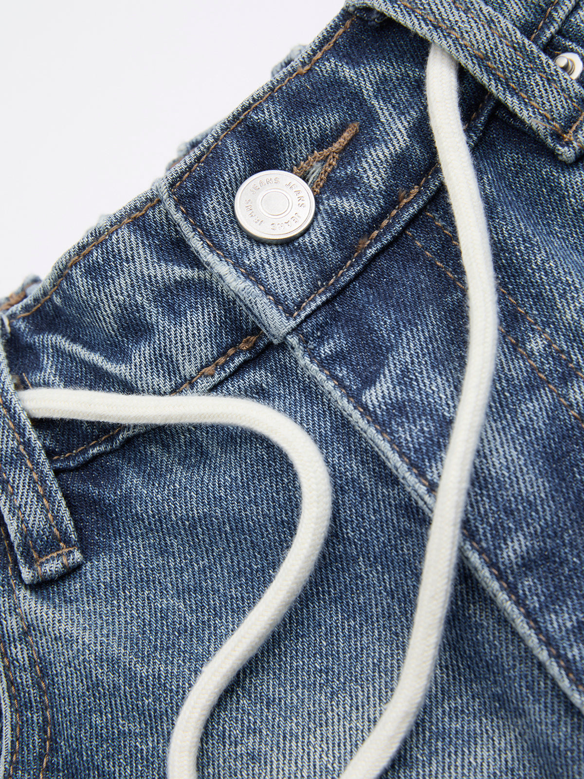Drawstring Straight-Leg Denim Pants