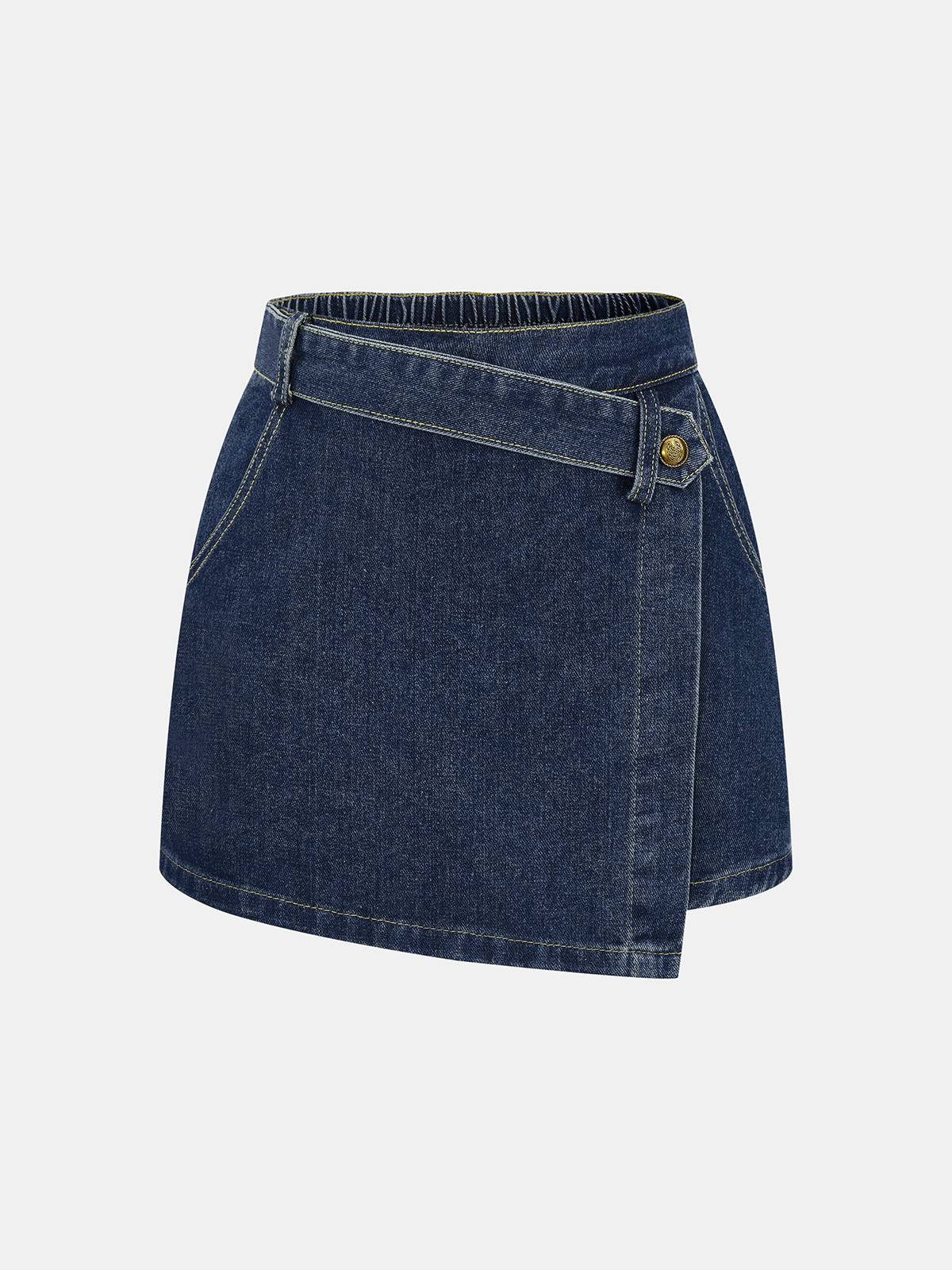 Denim Shirt & Asymmetric Skort Set