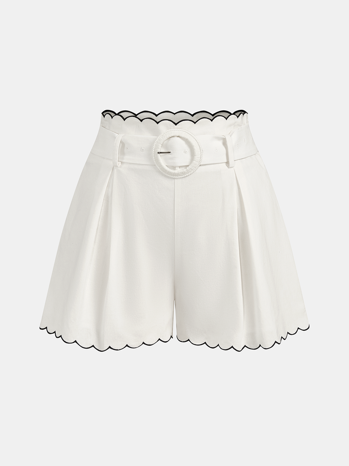 Cotton Scallop Trim Shirt & Shorts Set