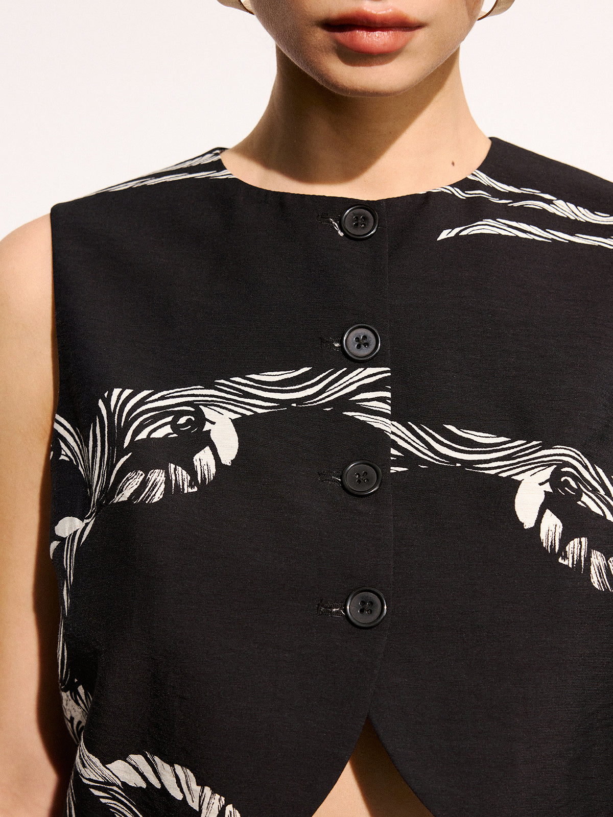 Rope Print Sleeveless Vest & Shorts Set