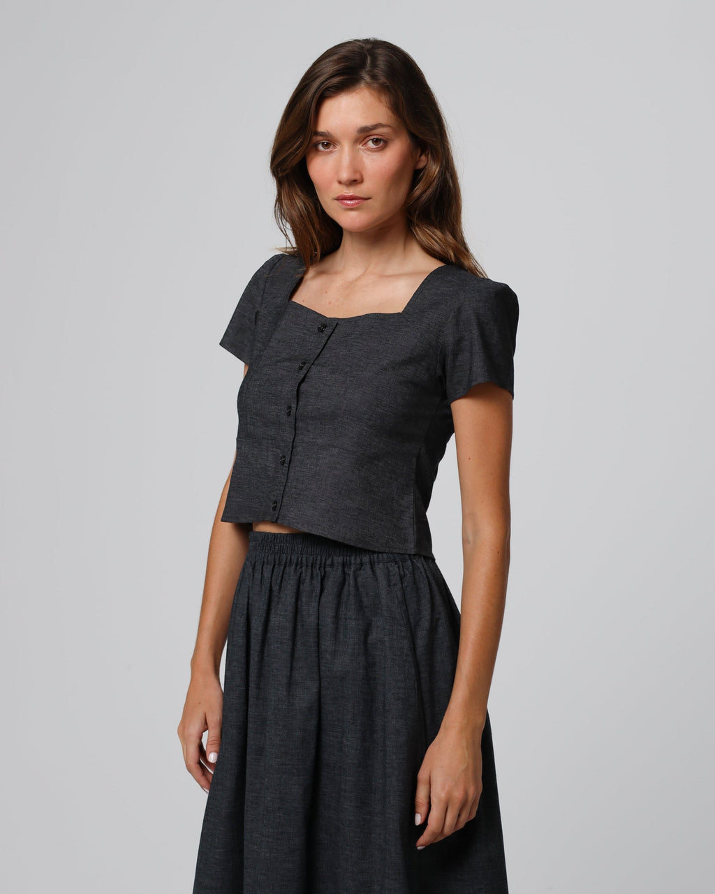 Juana Hemp Blend Button Front Top